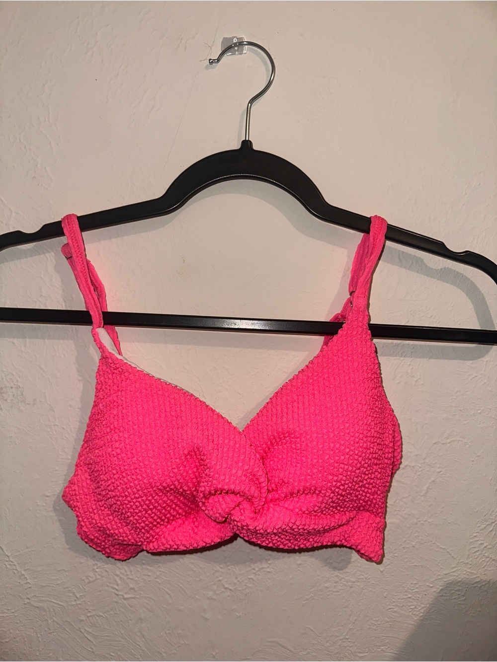 SHEIN Hot Pink Textured Bikini Top